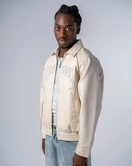 Revengex Faux Leather Jacket [Beige] (7)