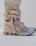 Revengex Flare Fit Zipped Jean [Beige] (1)