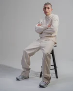 Revengex Flare Fit Zipped Jean [Beige] (3)