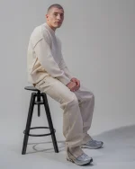 Revengex Flare Fit Zipped Jean [Beige] (4)