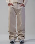 Revengex Flare Fit Zipped Jean [Beige] (7)