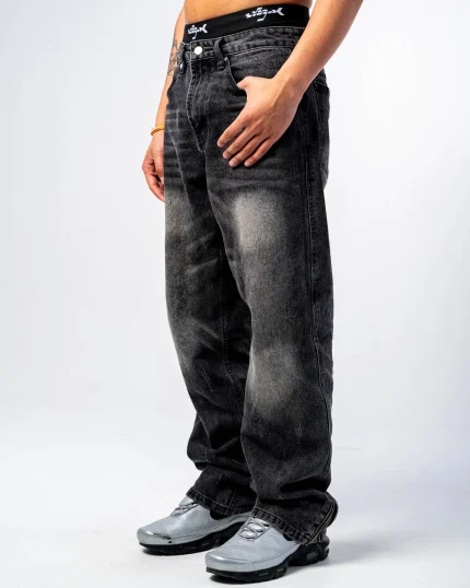 Revengex Flare Fit Zipped Jean [Black] (4)
