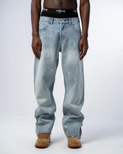 Revengex Flare Fit Zipped Jean [Blue] (1)