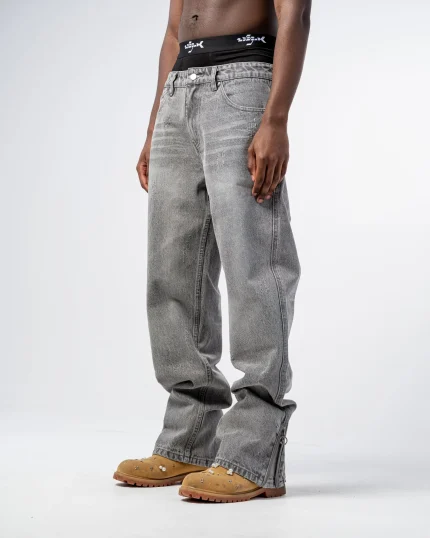 Revengex Flare Fit Zipped Jean [Gray] (6)