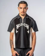 Revengex Patchwork Polo Shirt [Black] (5)