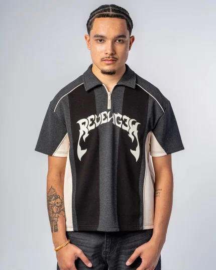 Revengex Patchwork Polo Shirt [Black] (5)