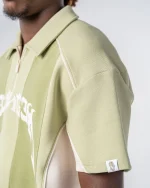 Revengex Patchwork Polo Shirt [Green Beige] (1)