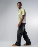 Revengex Patchwork Polo Shirt [Green Beige] (2)