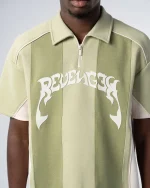 Revengex Patchwork Polo Shirt [Green Beige] (3)