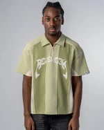Revengex Patchwork Polo Shirt [Green Beige] (6)