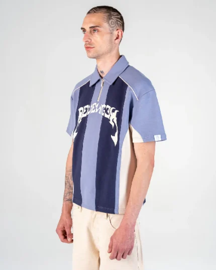 Revengex Patchwork Polo Shirt [Blue] (5)